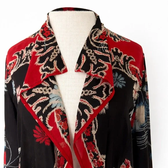 Citron Santa Monica Black Floral Silk Kimono Jacket – EUC – L/XL – MSRP $289 - Picture 9 of 15
